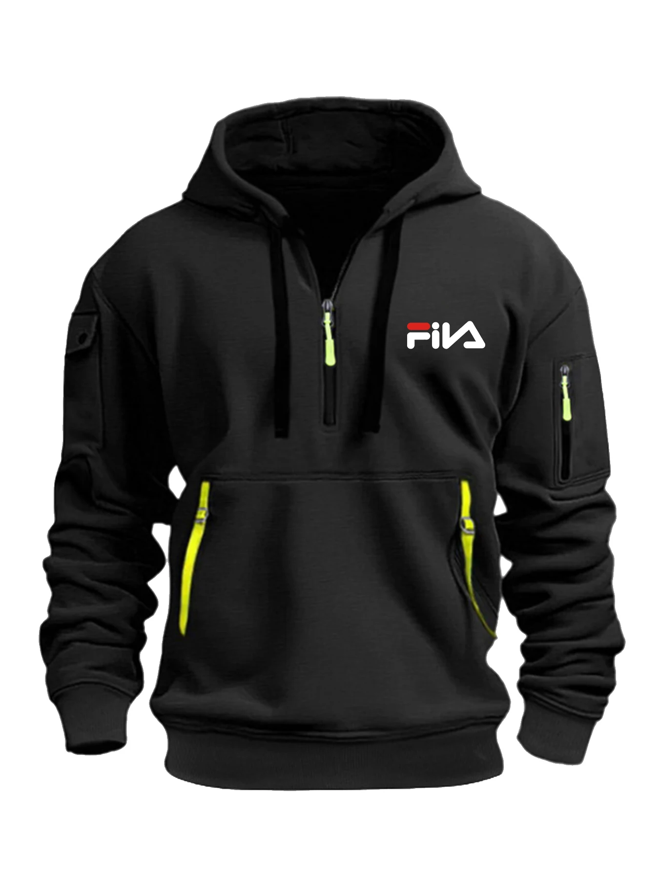 

Pure Color Printed Hooded Sweatshirt with Zipper Decoration Pockets Drawstring Casual Outdoor Daily Simple Style