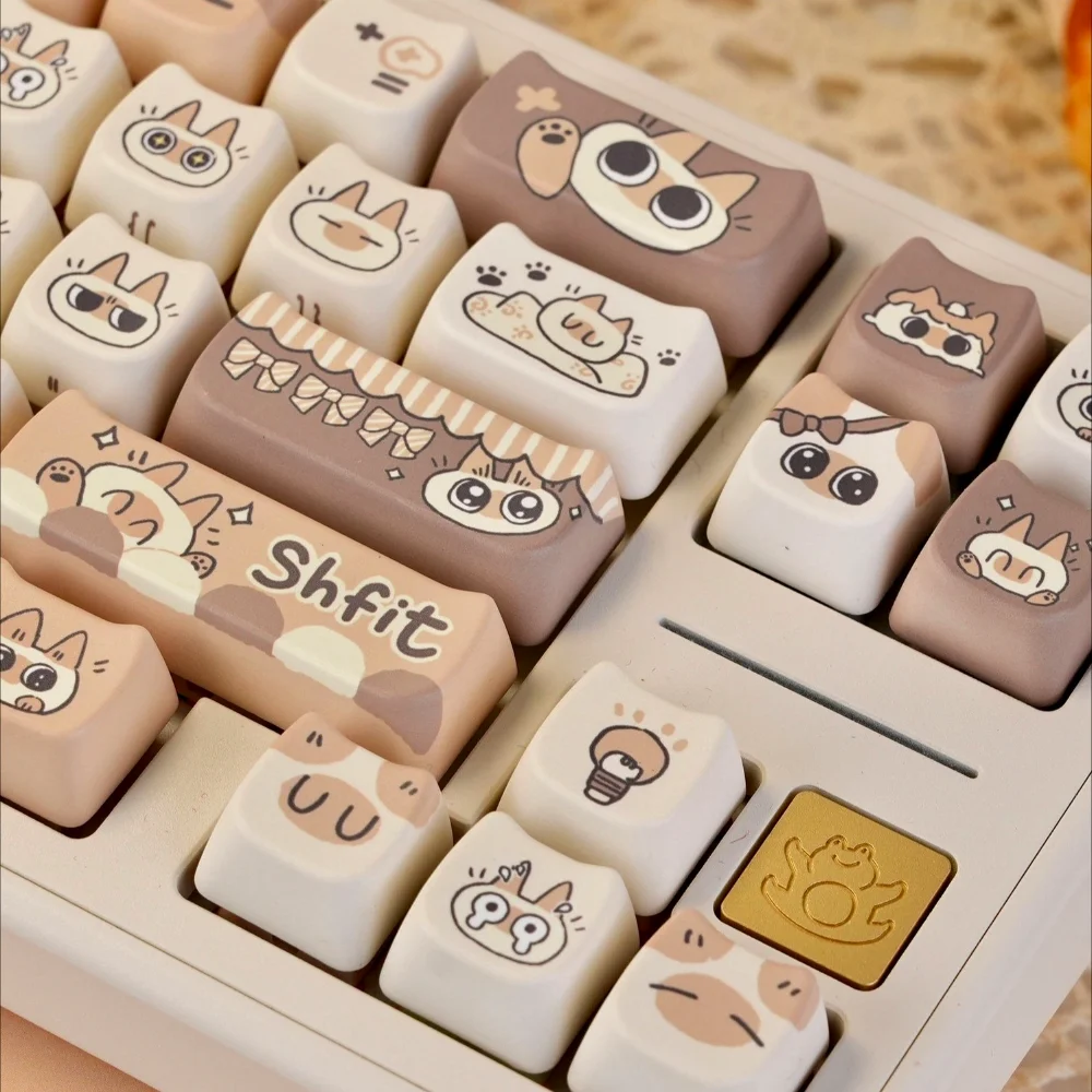 Bean Paste Keycap Set PBT MAO 132 Key Cute Keychain Compatible with 61/75/87/104/108 Gaming Mechanical Keyboard