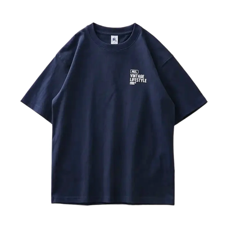 Dukeen 320G Heavyweight Trend Print Men\'s T Shirts 2024 New 100% Cotton Oversize Short-Sleeve Tees O-Neck Summer Top