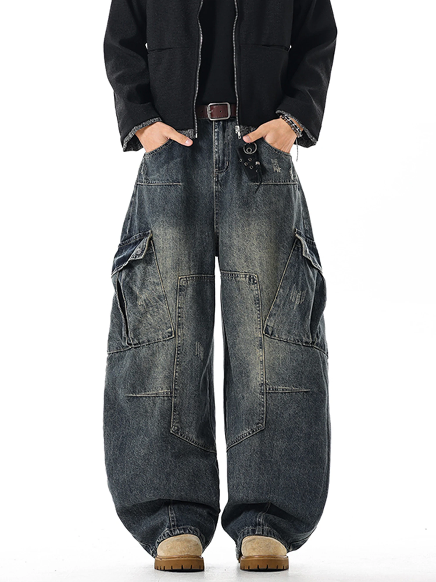 

Women's Dark Blue Baggy Y2k Cargo Jeans Vintage Harajuku Grunge Wide Jean Pants Oversize Denim Trousers Alternative Clothes 2025