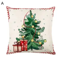 Useful Cushion Cover  Hidden Zipper Flax Sofa Pillow Cover  Hello Winter Throw Pillow Case Christmas Holiday Decoration