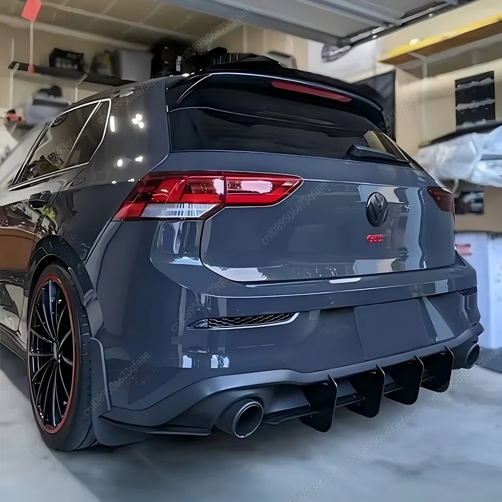 

For VW Golf 8 MK8 GTI 2020-2024 Black Body Kits Tuning Maxton Style Rear Bumper Lip Spoiler Diffuser Splitter Lip Side Protector