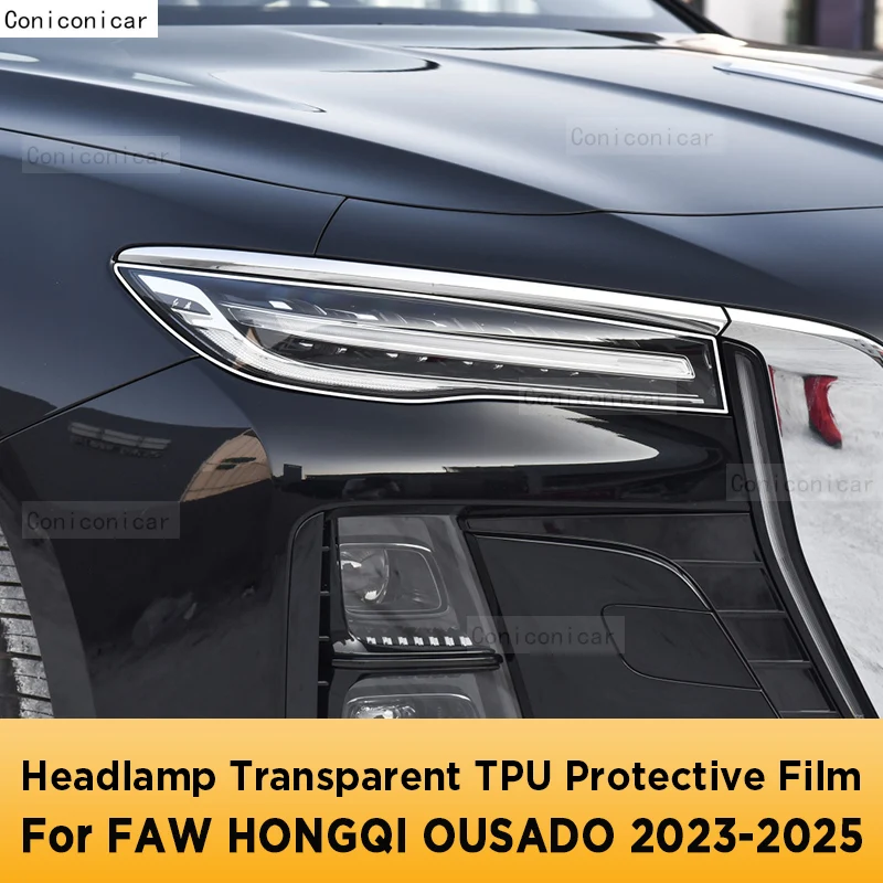 

For FAW HONGQI OUSADO 2023 2024 2025 Car Exterior Headlight Anti-scratch Front Lamp Transparent TPU Protective Film Accessories