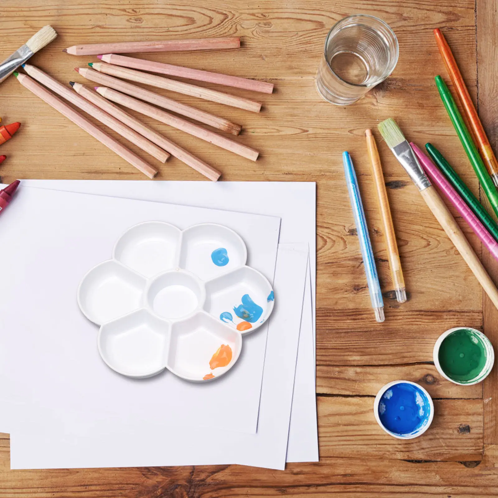 4Pcs Lightweight PP Paint Mixing Tray Plum Blossom Shaped Portable Color Palette Watercolor Art Painting Board