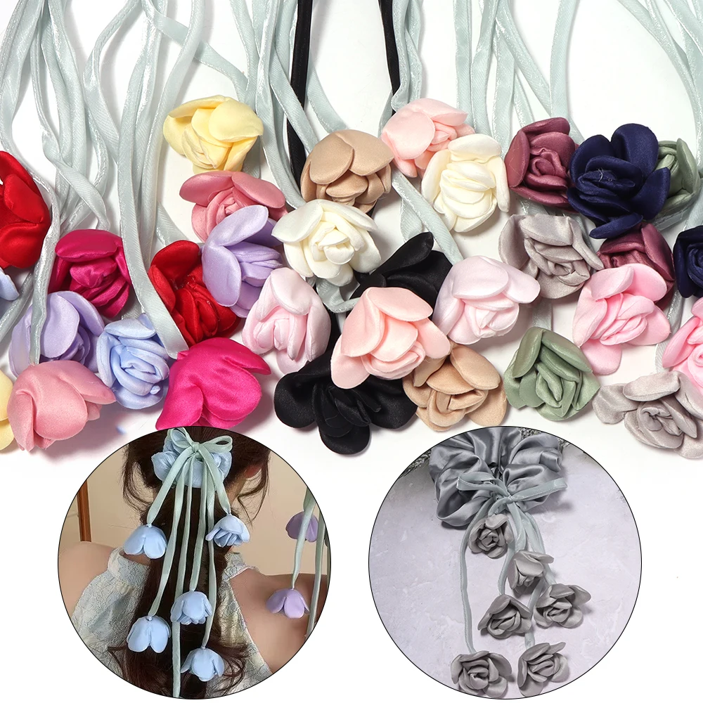 5 Stück bunte, doppelseitige Rosenblüten-Dekorationsaufnäher für DIY-Rock, Kleidung, Rucksack, Anhänger, Kopfschmuck, Dekorationszubehör – Detail 2