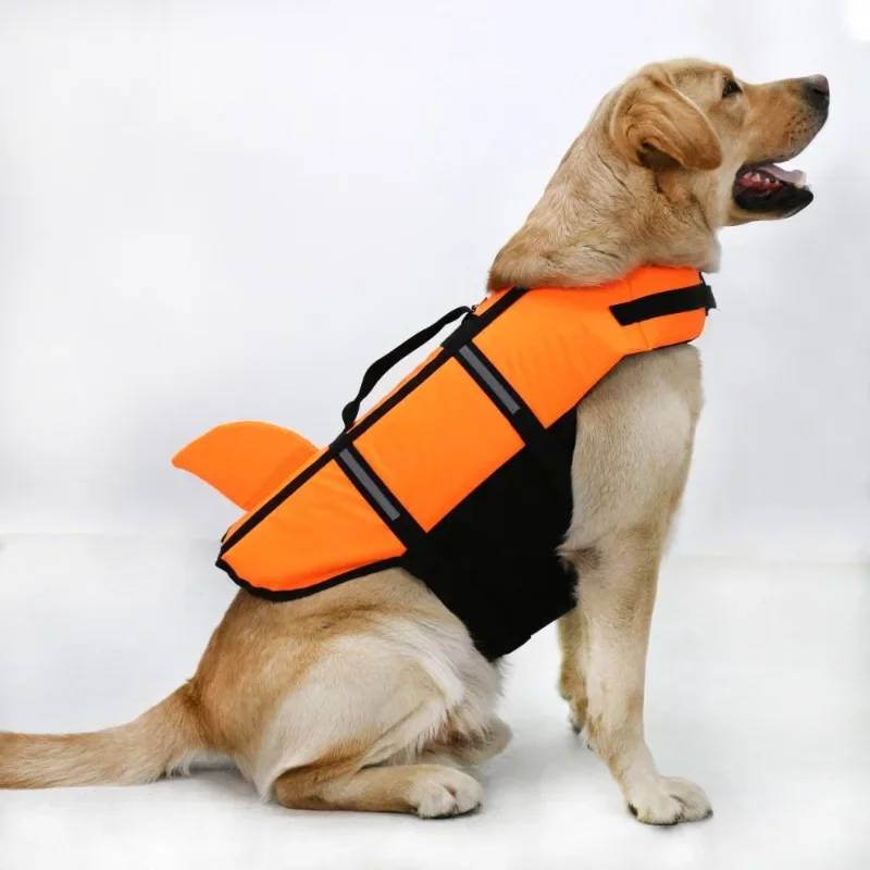 Rescue Canine Schwimmweste – Haifischflossen-Design mit Griff oben für Notfälle, Sommer-Spritzschutz-Hunde-Badebekleidung, Urne für menschliche Feuerbestattung