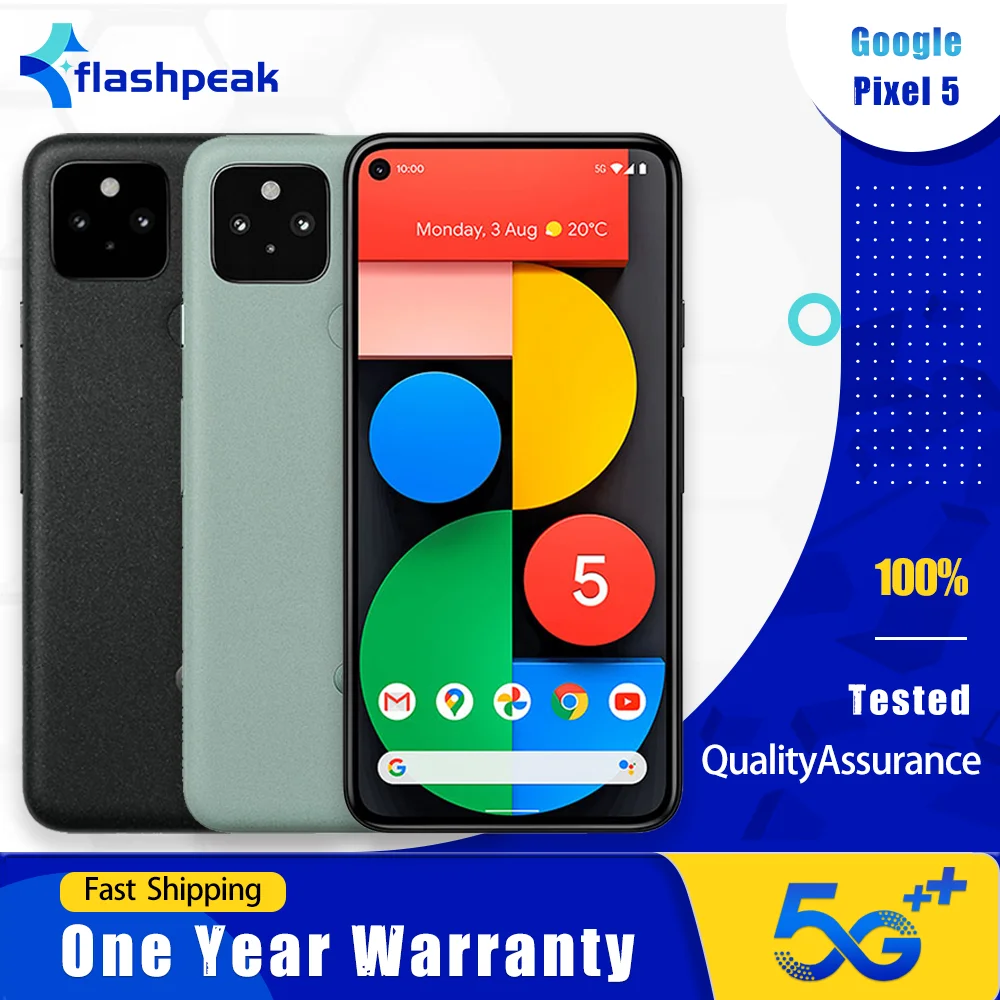 هاتف جوجل بيكسل 5 5G الأصلي NFC 8GB RAM 128GB ROM 90 هرتز 6.0 "شاشة OLED 12.2MP + 16MP + 8MP ثماني النواة هاتف أندرويد الذكي