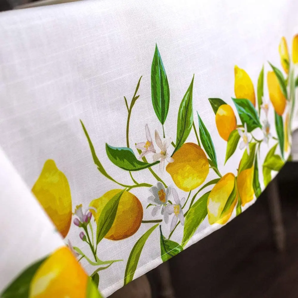 Summer Lemon Flower Rectangle Tablecloth Holiday Party Decorations Reusable Waterproof Table Covers Kitchen Dining Table Decor