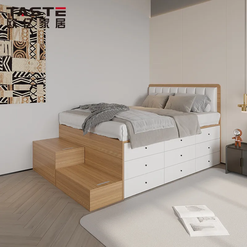 

Customized small apartment drawerbed storage high box with foot pedal single storagebed half high bed
