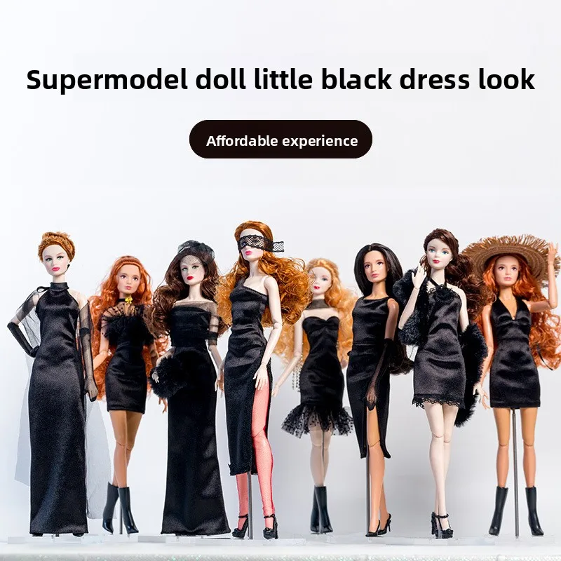 Xianxian Doll Clothes Suit 1/6 Anime BJD Supermodel Doll Clothes Accessories Little Black Dress Series Girls DIY Toys Collector