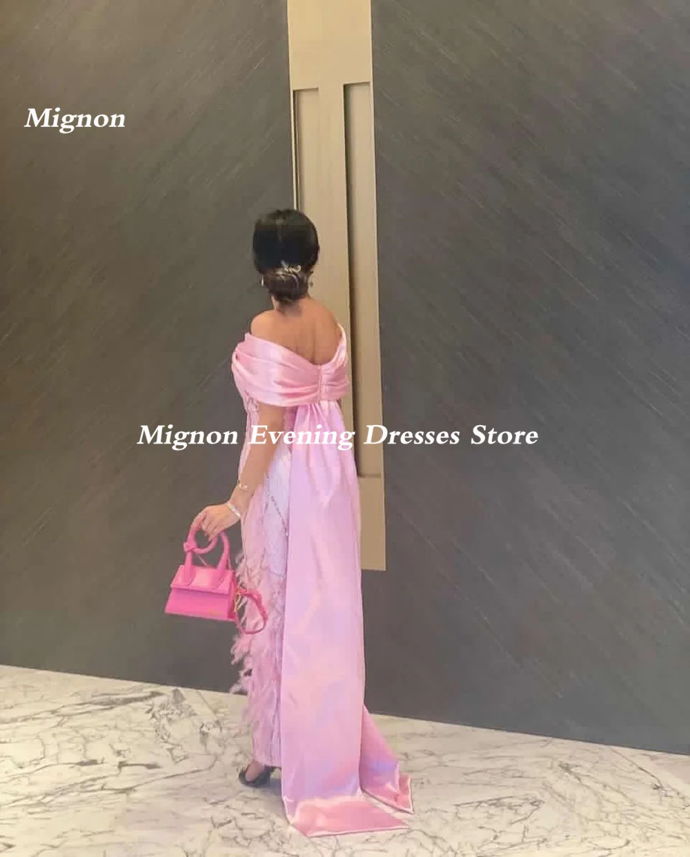 Mignon Satin Mermaid Off-the-shoulder Neckline Prom Gown Ankle-length Populer Formal Elegant Evening Party Dress for Women 2023