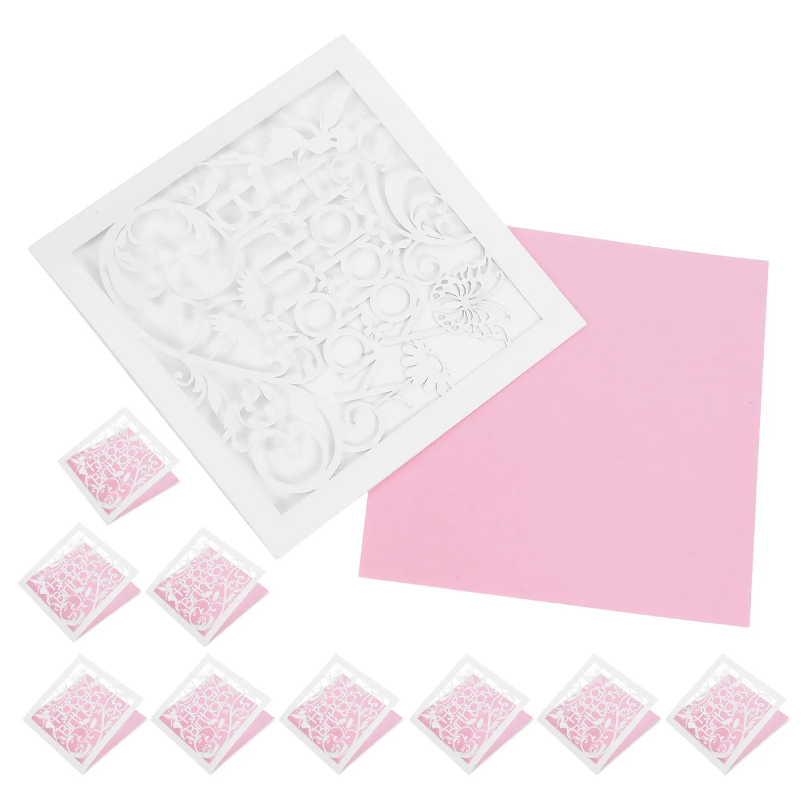 

10Pcs Vintage Floral Butterfly Birthday Cards Writable Paper Artistic Cutout Craft for Her Daughter Friend Romantic Celebration