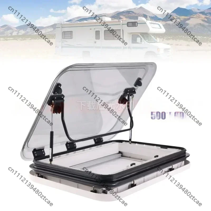 Three models with LED lights, RV sunroof vents with 500/700/800x500mm openings, RV camping vehicles with customizable roof hatch