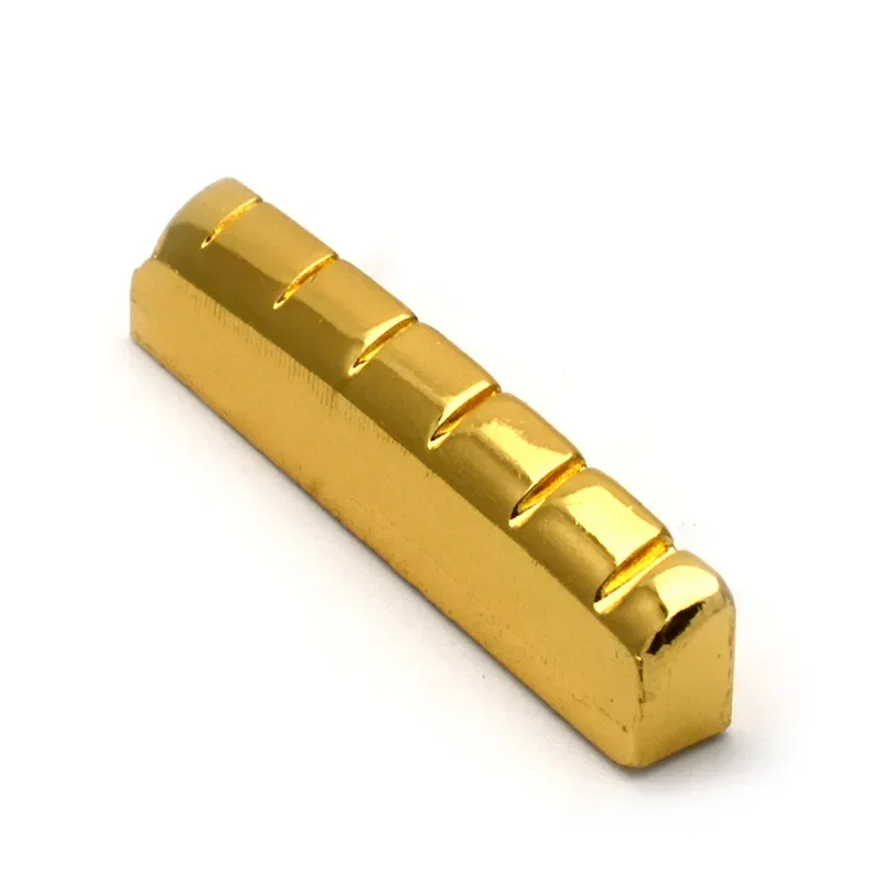 6-String Slotted Brass Gold-Plated Acoustic Guitar Nut And Bridge Saddle - Essential Guitar Parts for Enhanced Performance