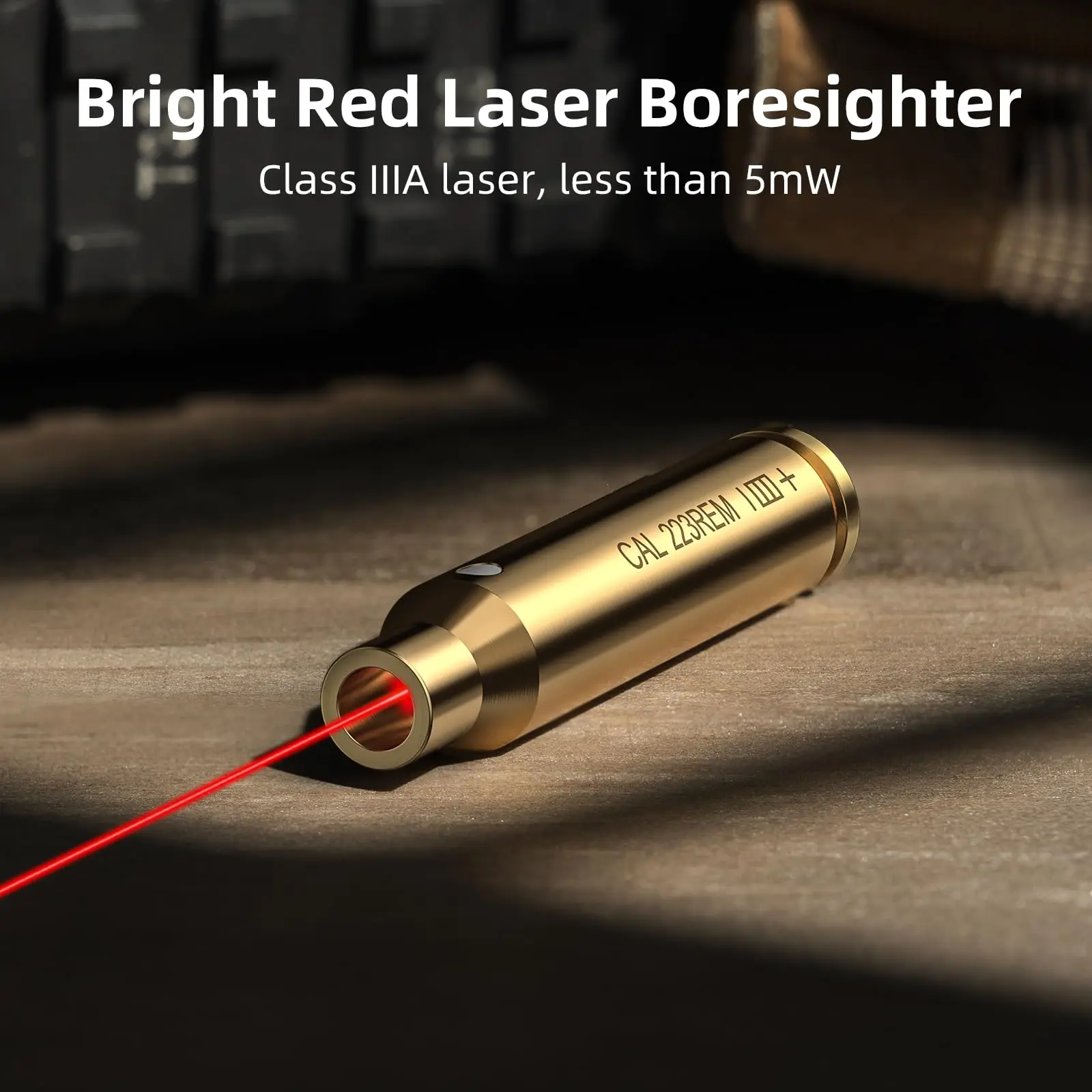 EZshoot Bore Sight 223 5,56 mm roter Laser-Schussprüfer mit zusätzlichen Batterien zum Sichtfahren, Jagd, Schießen im Freien, Messing