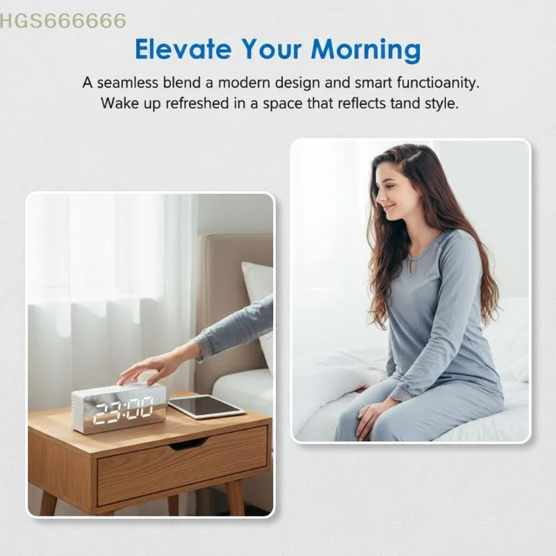 

Digital Alarm Clock with LED Large Display 12H24H Temperature Time Memory Electronic Desktop Alarm for Office Home