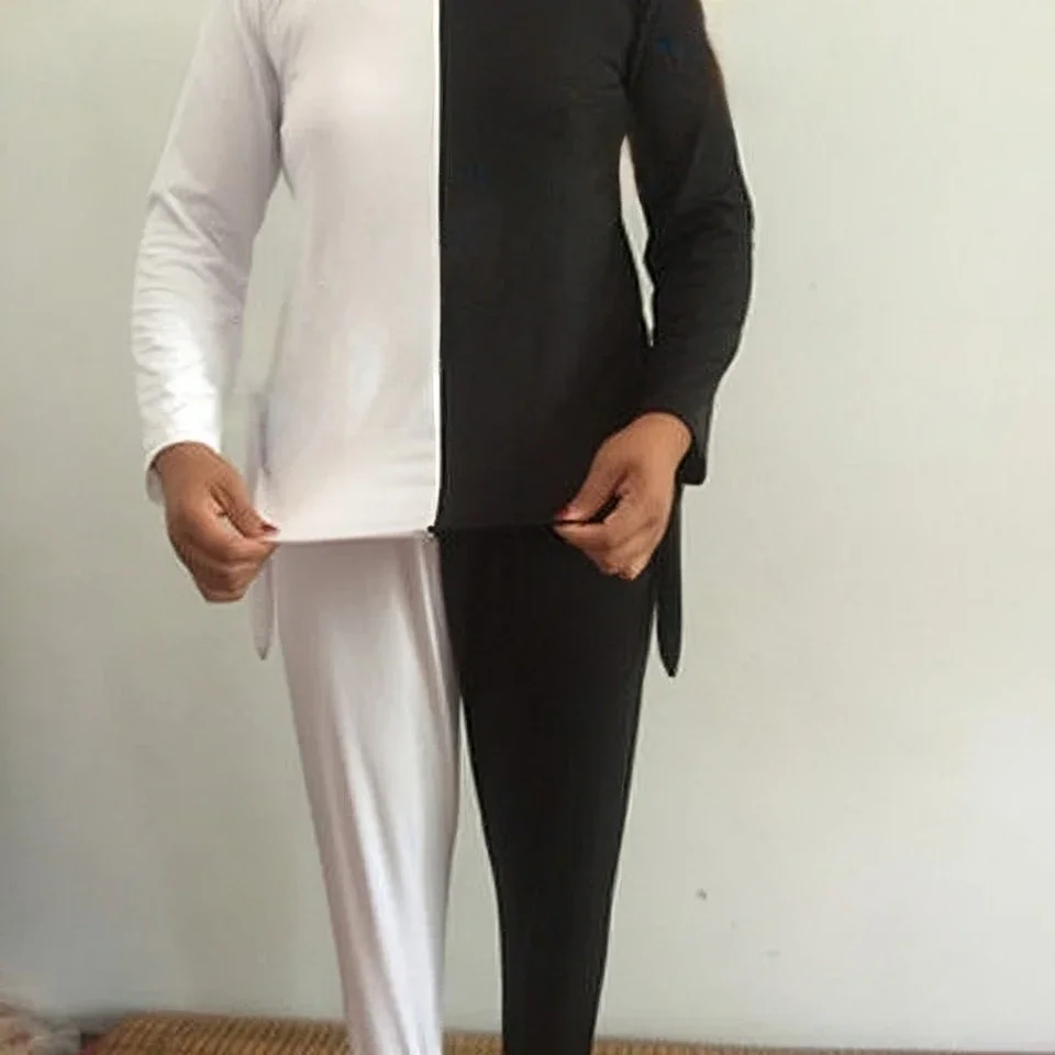 Optische illusie zwart-wit onesie tweedelig danskostuum voor volwassenen en kinderen feest Halloween grappig cosplay kostuum coslao