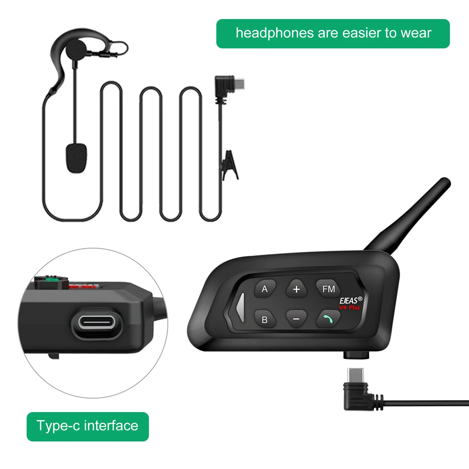 EJEAS V4C PLUS + 2PCS V6C PRO 1200M Vollduplex Bluetooth Headset Fußball Konferenz Intercom 3 Benutzer Schiedsrichter intercom Headset – Detail 10