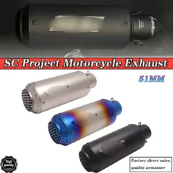 51mm Motorcycle Exhaust sc Pipe project Escape Moto Muffler with DB KILLER for R3 R25 Z400 Z650 MT07 MT09 R6 Z1000 Z800 Z700