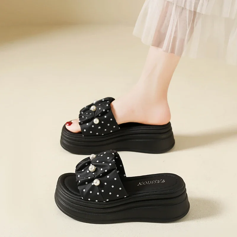 Lazy Easy Wear Ladies Summer Slippers Flat Stable Anti Slip Base No Complex Fasteners Quick To Put on For Household Daily Relax