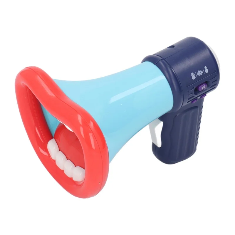 Changeur de voix pour enfants, grande bouche, effet sonore Multiple, enregistrement éducatif, haut-parleur, jouet avec lanière bleue