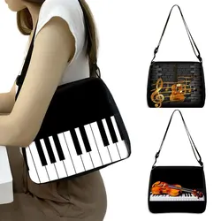 Bolsos con estampado de notas musicales para mujer, bandoleras informales, bolso cruzado de guitarra de Piano, bolso de mensajero de moda para niña, regalo