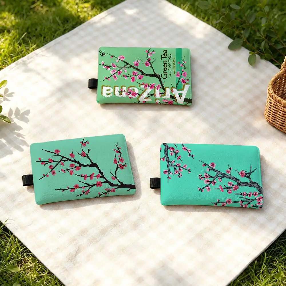A-AriZona Green Tea Waterproof Zipper Coin Purse Lightweight Hanging Key Pouch Card Holder For Daily Use