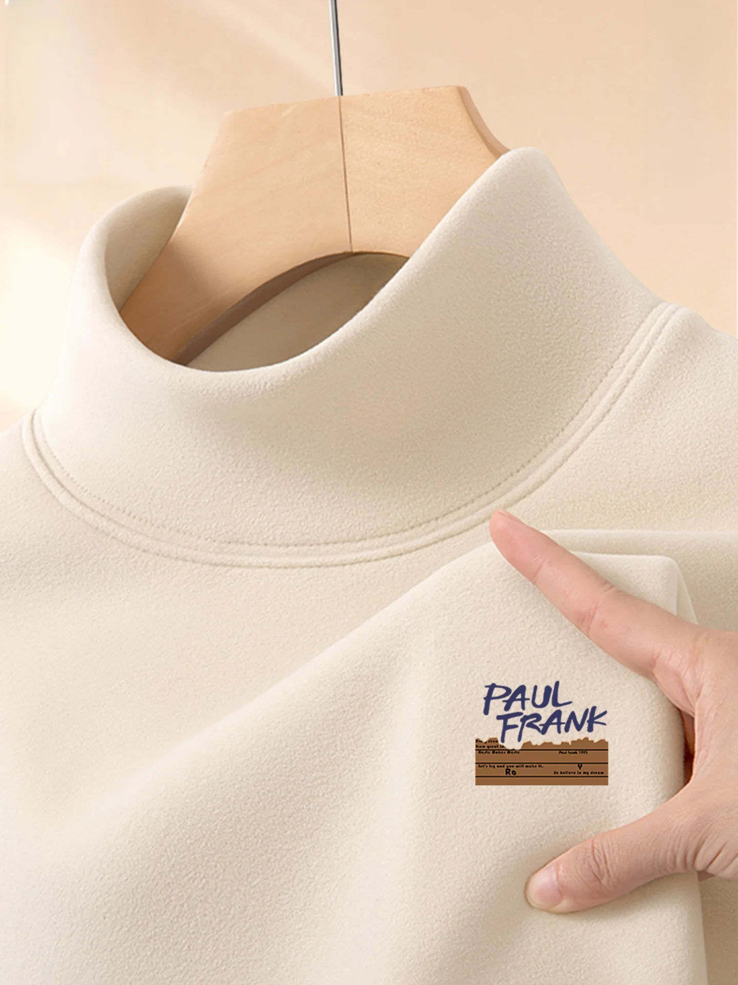 

Мужская теплая термофутболка с длинным рукавом и высоким воротником, на флисовой подкладке, из смесового полиэстера, для повседневной носки