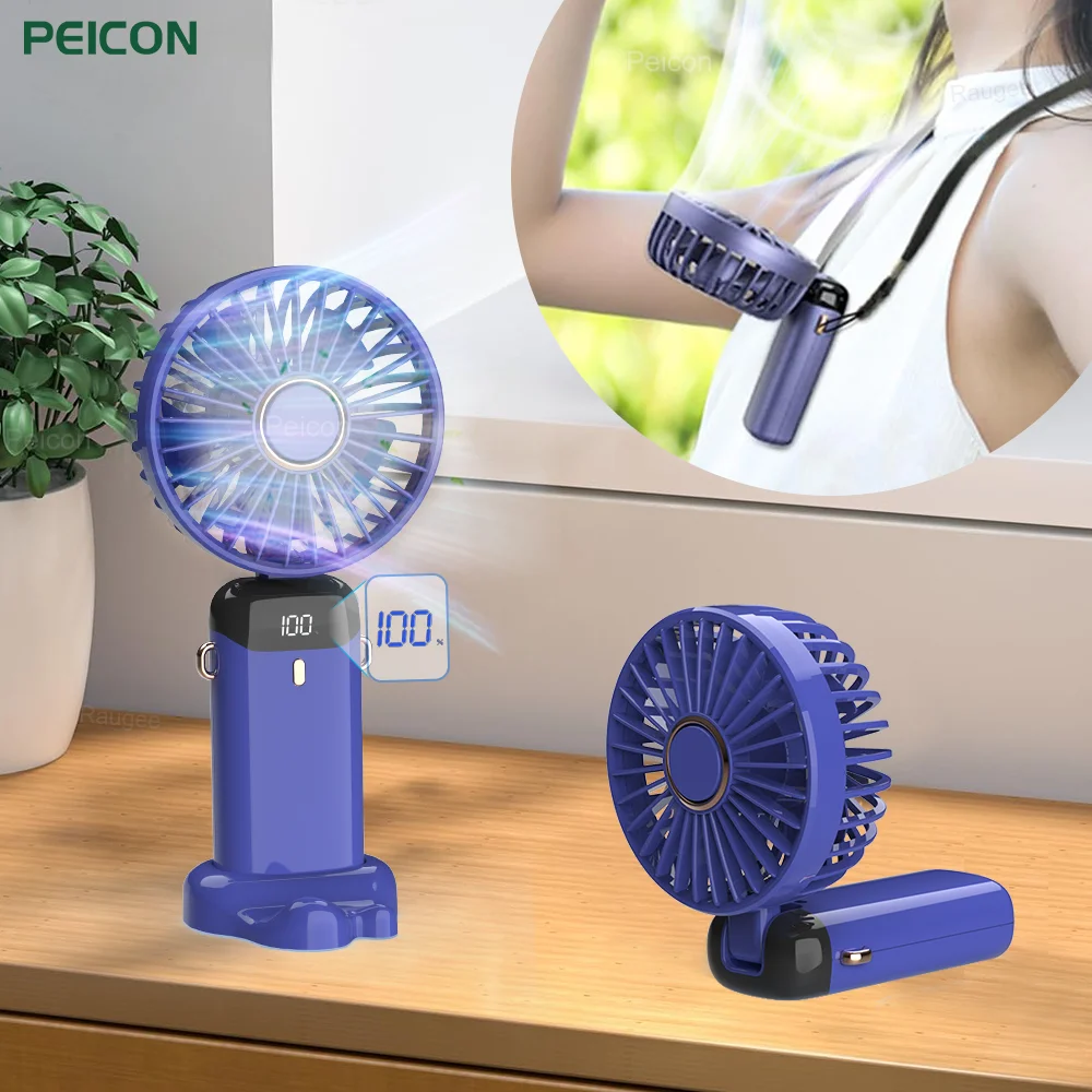 

Portable Rechargeable Mini Fan 90° Foldable Neck Hanging Fan Powerful Home Outdoor Air Cooler Handheld Fan USB Charging Desk Fan