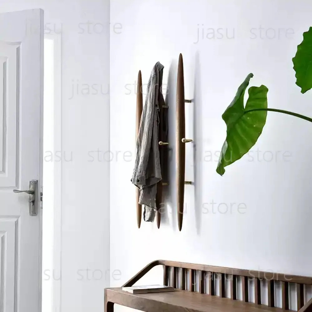 Simplicity Luxury Nordic Wall Hanging Coat Racks Vintage Coat Stand Black Walnut Solid Wood Bedroom Coat Hat Rack Home Japanese