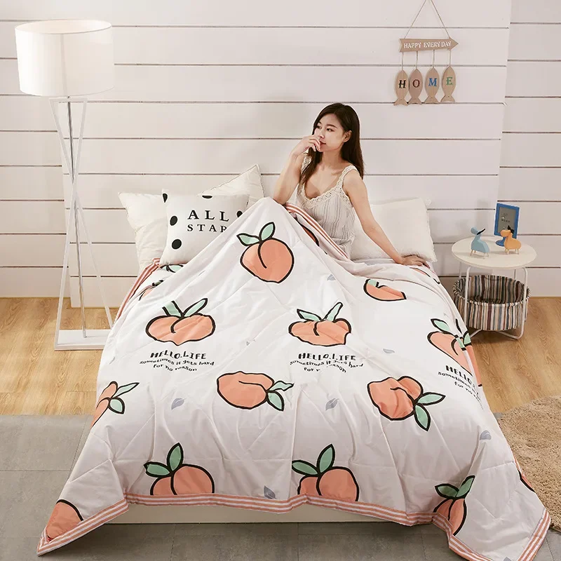 

2022 Summer Cotton Quilts Thin Air-conditioning Comforter Soft Breathable Office Nap Blanket Quilted Bed Covers and Bedspreads