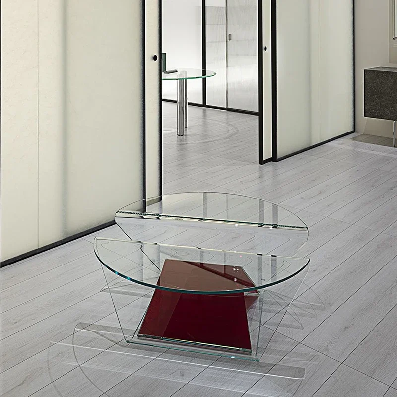 Series geometric colored glass coffee table coffee table