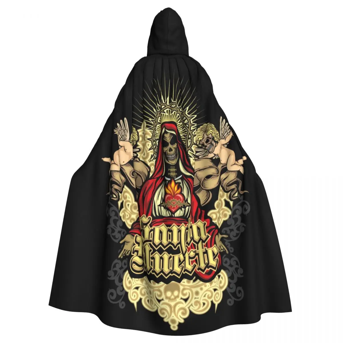 Unisex Adult Santa Muerte Spanish Holy Death Cloak with Hood Long Witch Costume Cosplay