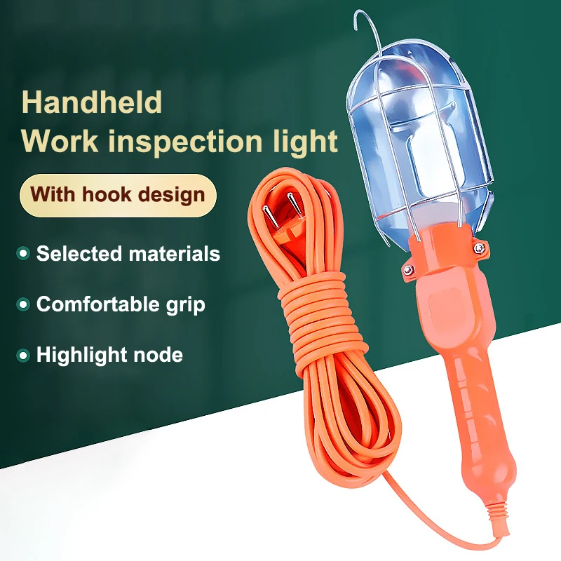 

5M Handheld Work Light Portable Inspection Lamp Engineering Machine Tool Maintenance Marine Lamp Head&Shade Lighting Fixture