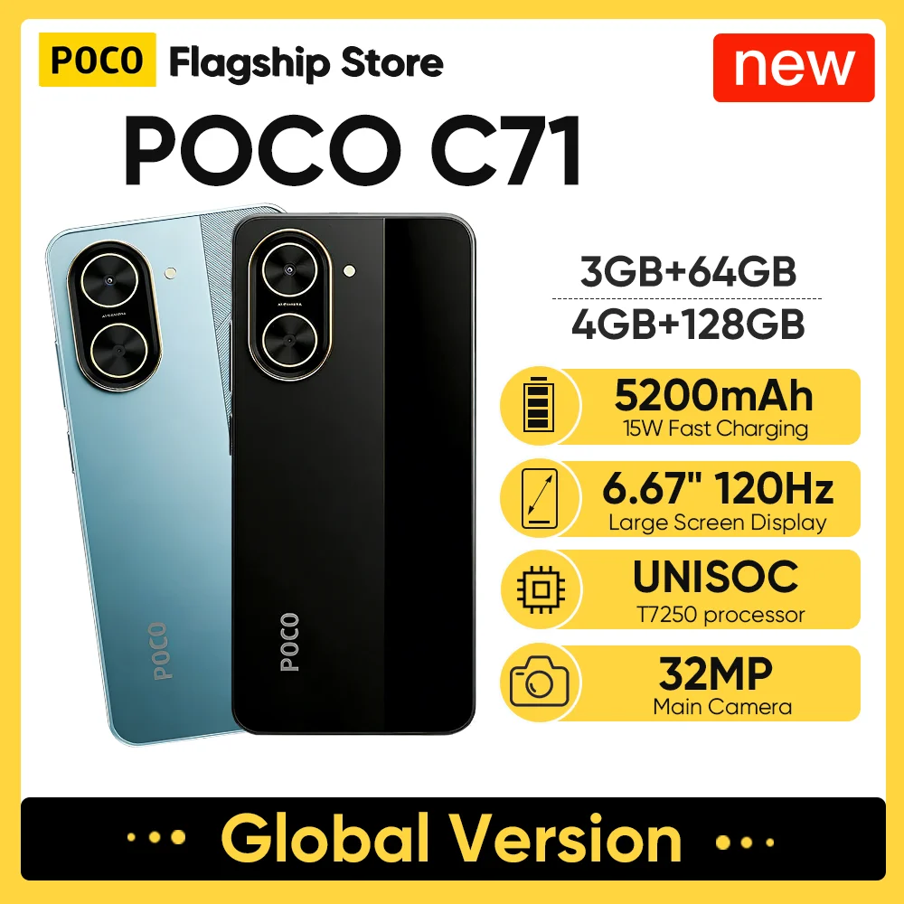 POCO C71 Global Version Smartphone UNISOC T7250 6.88