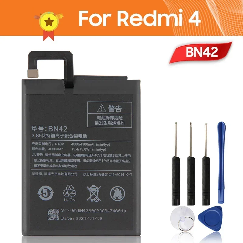 Production in 2024 Phone Battery BN42 For Xiaomi Redmi 4 Hongmi4 Redrice 4 Standard Version Replacement Battery With Tool