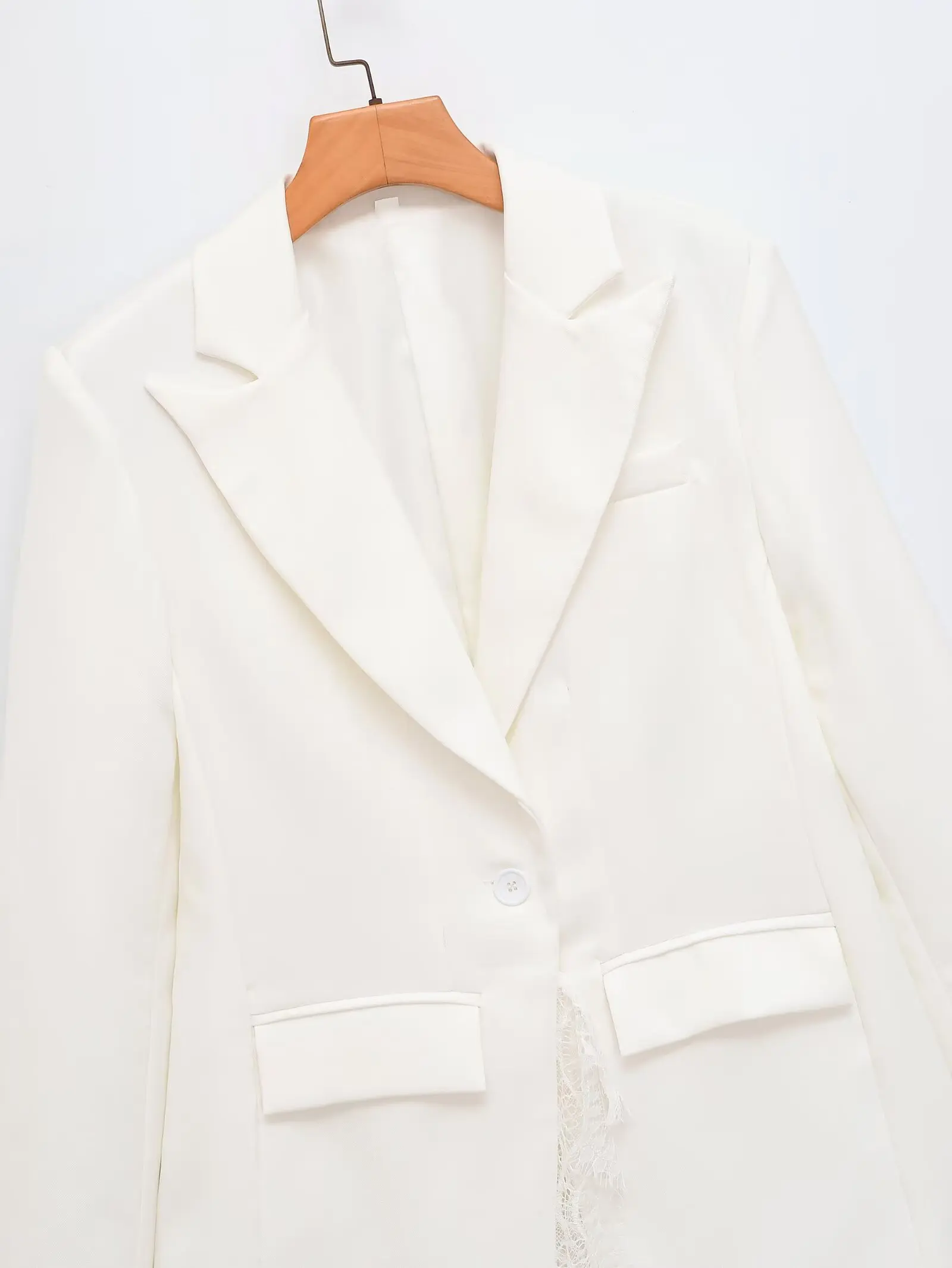 KONDALA Damen-Pendler-Blazer mit Spitzenbesatz, elegant für Dinner, Cocktailparty, schmal geschnitten, 2026 Frühherbst, trendiger High-Street-Blazer – Detail 7
