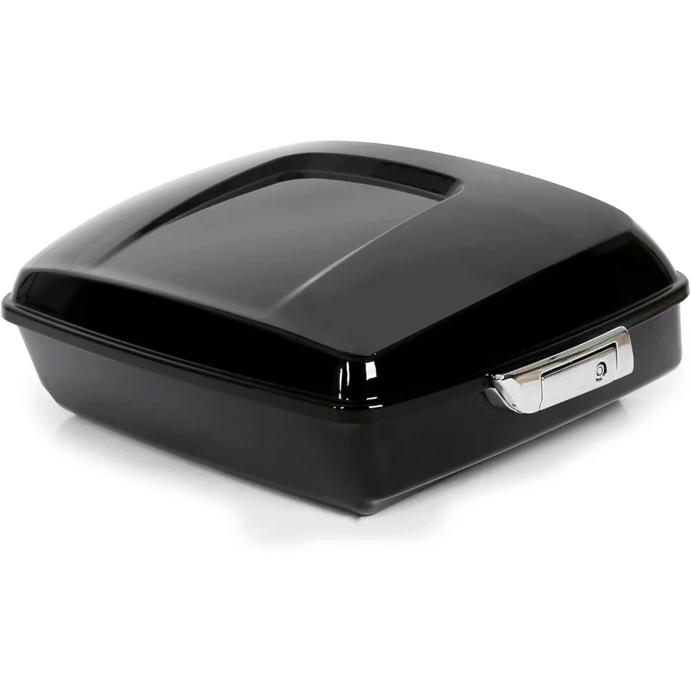 صندوق دراجة نارية مفروم متوافق مع موديلات Harley Touring 2014-2024 Touring Street Road Glide Road King Tail Box باللون الأسود