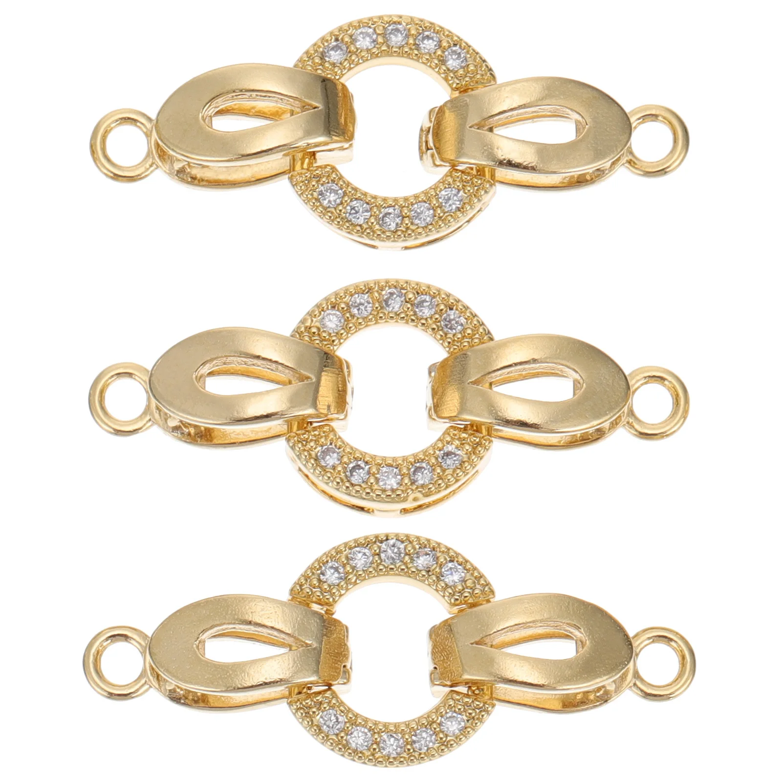 

3Pcs Gold Plated Zircon Stone Bracelet Clasp Small Exquisite Copper DIY Jewelry Connector Pendant Clasp Hook for Handmade