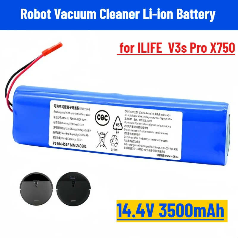 

Replacement Battery 14.4V 3500mAh for ILIFE V3s Pro X750 14.8V Robot Vacuum Cleaner Li-ion Battery