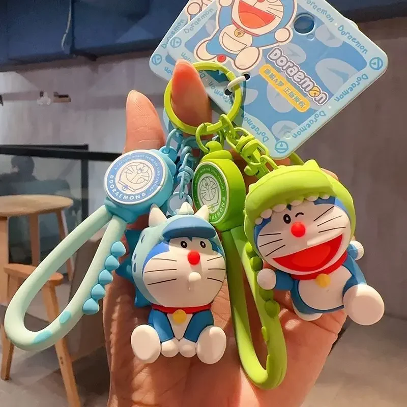 Miniso collaboration anime Doraemon peripheral pendant cute cartoon keychain blue chubby book bag hanging decoration gift