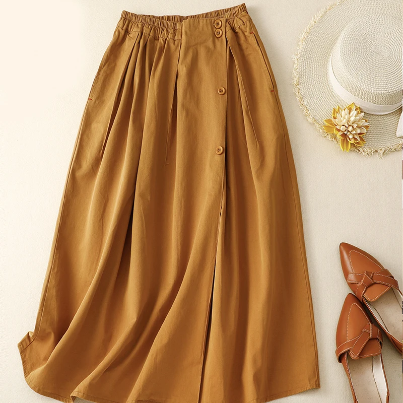 High-waisted cotton bustier skirt female spring and summer new Korean version of the retro literary loose temperament leisure ha