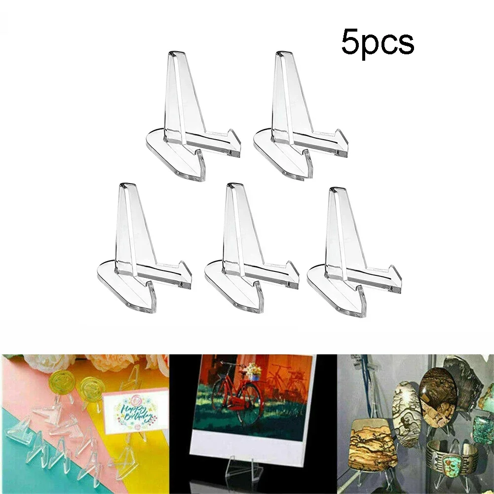 5pcs Clear Acrylic Coin Display Stand Holders Small Easel Rack Business Card Commemorative Challenge Coin Capsule Holder Support
