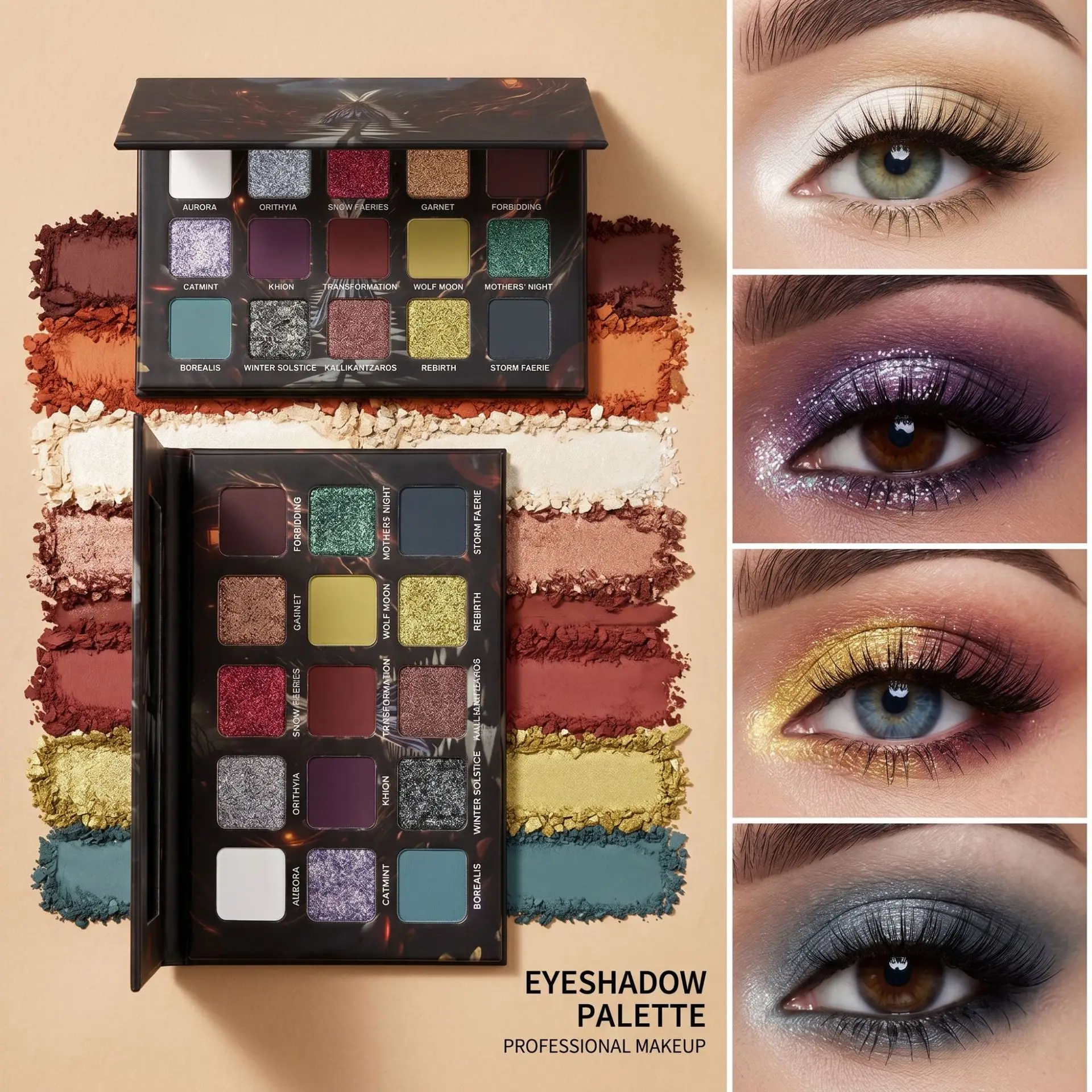 Dark Color Smoke 15 Color Eye Shadow Plate Glitter Shimmer Eyeshadow Palette,Velvety Matte&Satin Finish for Eyes Long Lasting