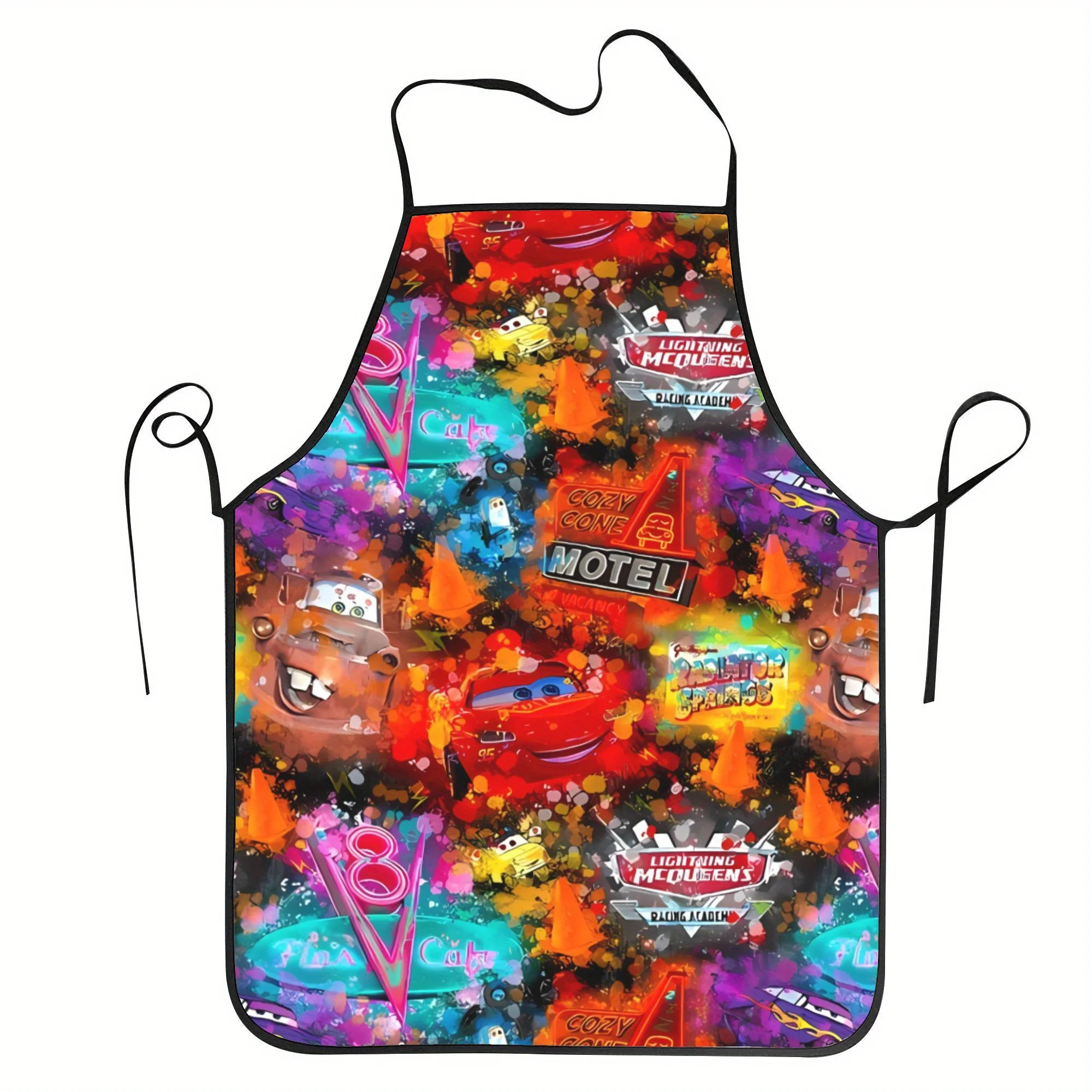 1 pieza de delantal vibrante con diseño de coche de acuarela, perfecto para manualidades, hornear, pintar, cocina y limpieza del hogar, delantal de restaurante para barbacoa, cafetería, camarero de chef, suministros de cocina