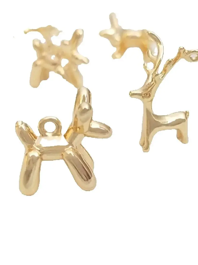 

14K Gold Package Cute Balloon Dog Deer Little Deer Pendant Handmade Pendant DIY Original Jewelry Bracelet Accessories C367