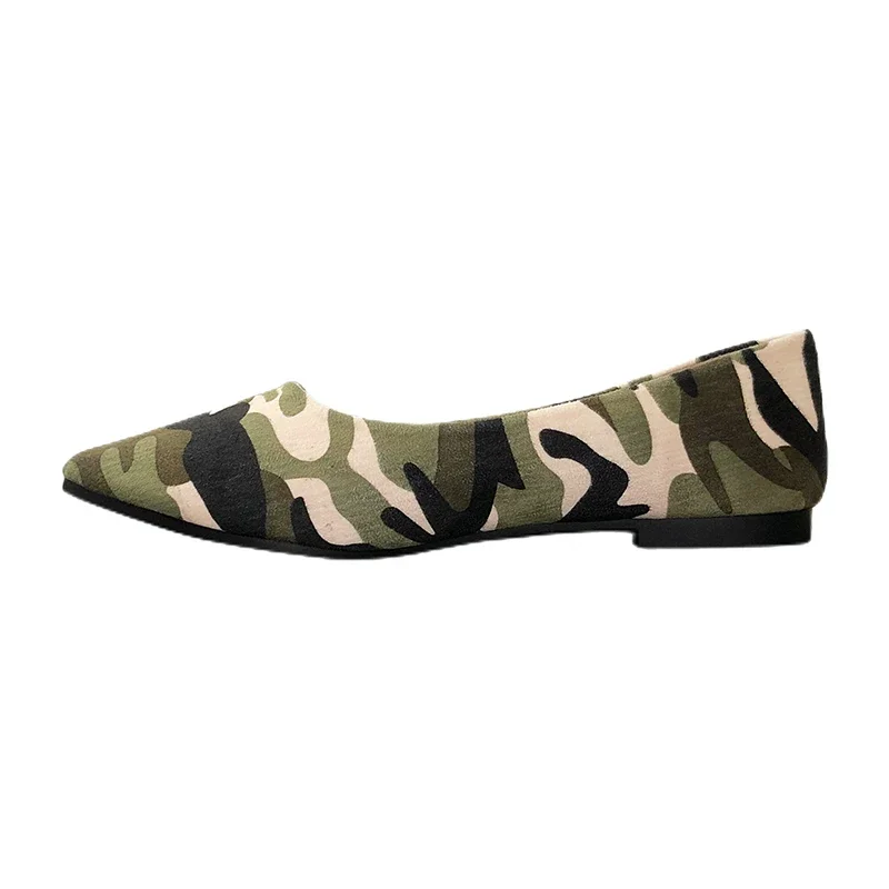 Lady Camouflage Bow Flats voor brede voeten 33-48 Groen Bruin Zwart Schoenen Comfortabele instappers Ourdoor Driver Nieuwigheid Gemengde kleuren