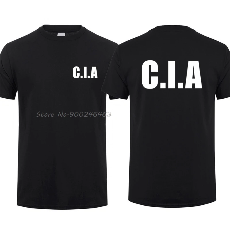 USA CIA T Shirt Man Cool Short Sleeve Funny Man Cotton T-shirt Men Cotton Tees Tops Harajuku Streetwear