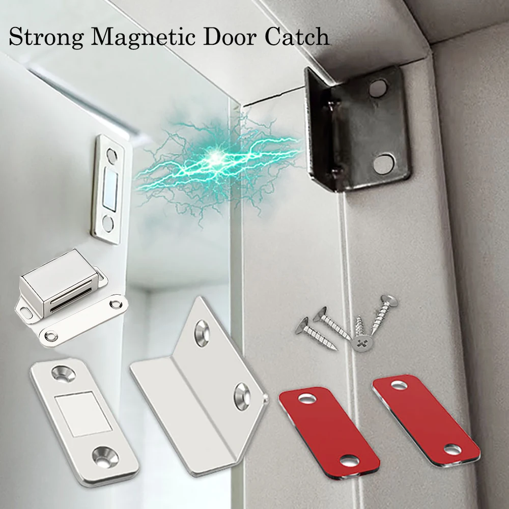 Strong Magnetic Ultra Thin Steel Catch Latch Cabinet Door Closer Hidden Magnet Door Stops For Door Cabinet, Cabinet And Wardrobe