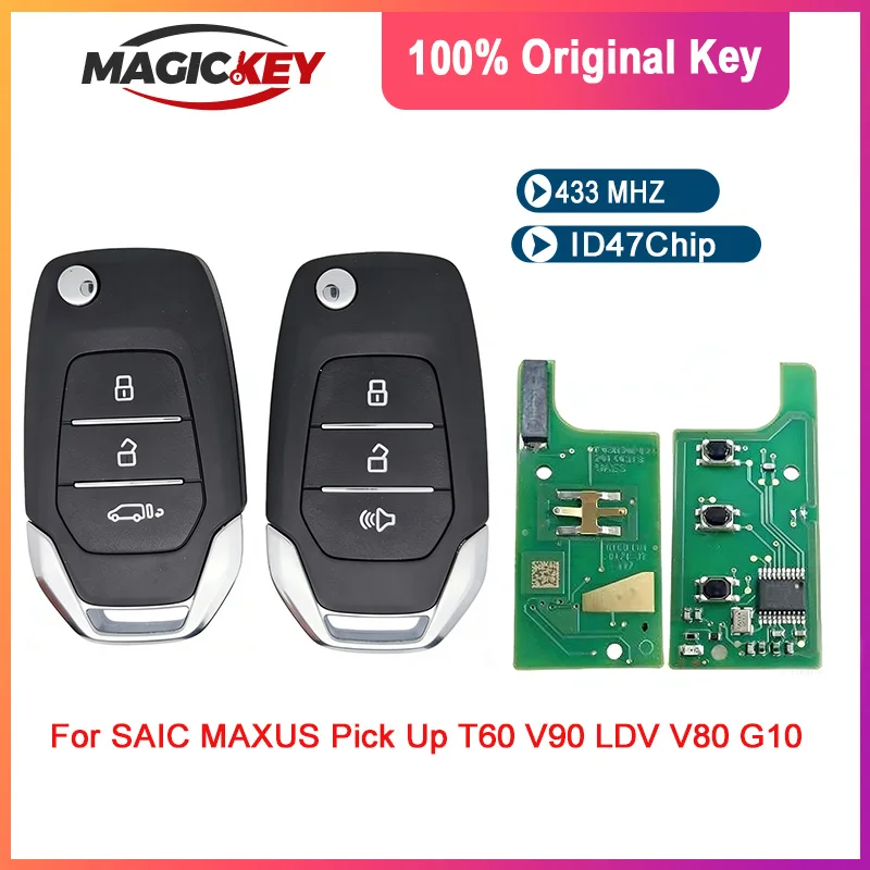 

MAGICKEY Original OEM Remote Key Fob ID47 Chip 433MHz for SAIC MAXUS Pick Up T60 V90 LDV V80 G10